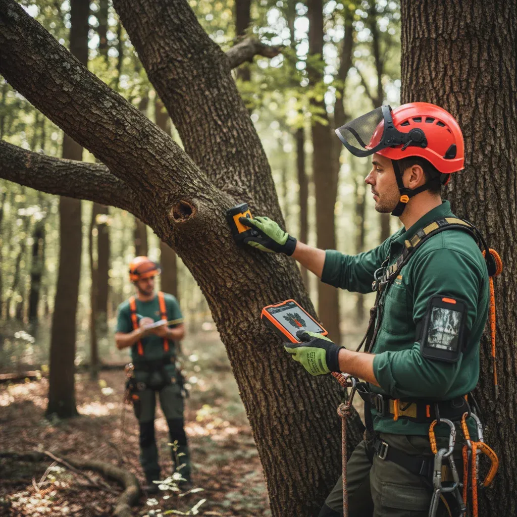 Close-up of an arborist's report detailing tree health and recommendations.
